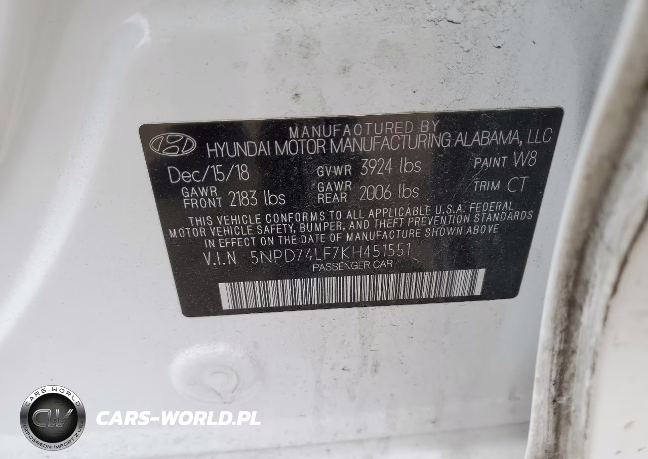 2019 Hyundai Elantra Se VIN:5NPD74LF7KH451551 - 12