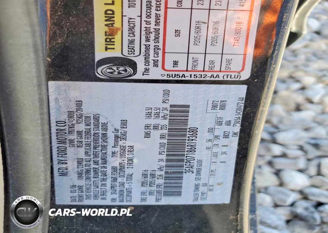 2006 Ford Fusion Se VIN:3FAFP07186R193680 - 12