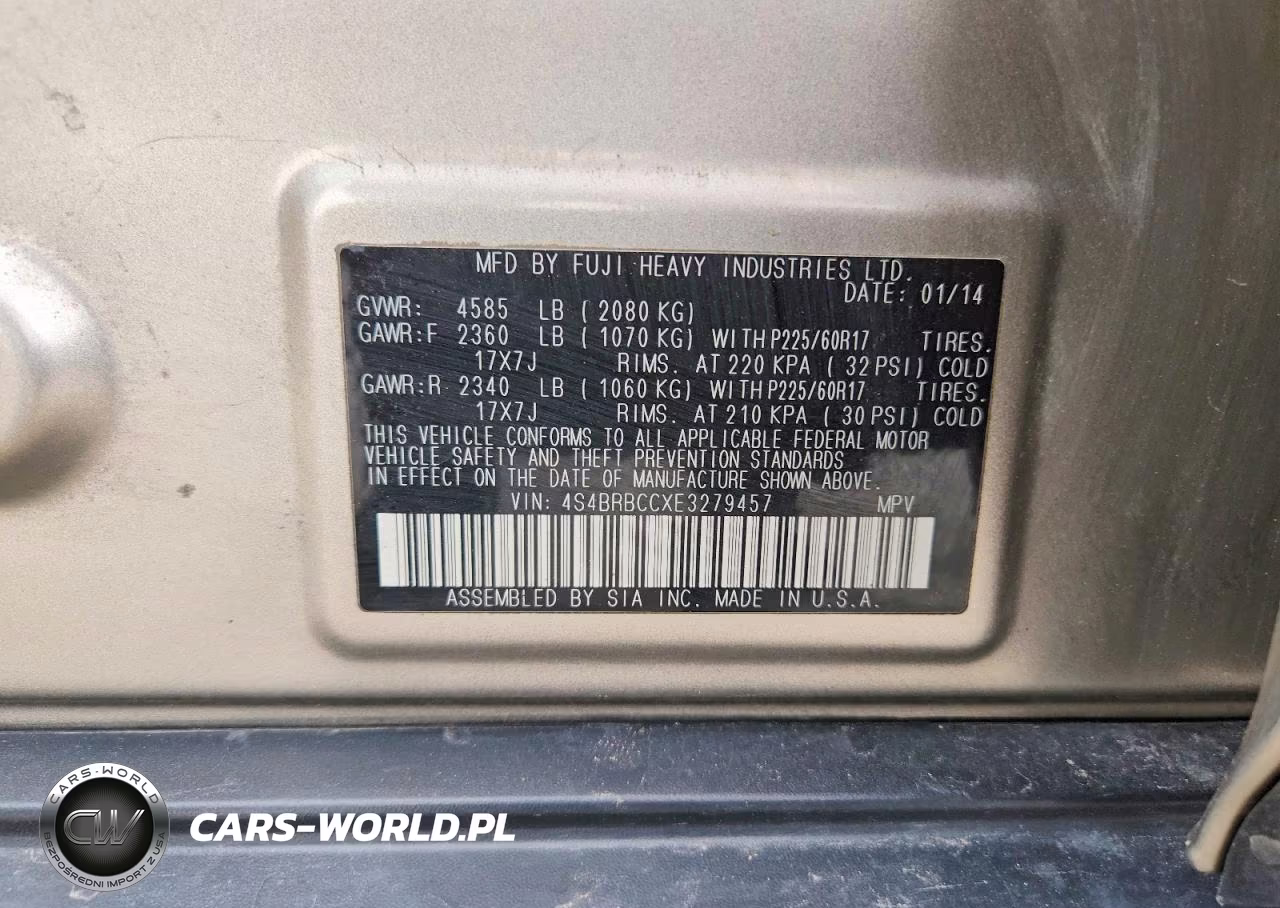 2014 Subaru Outback 2.5I Premium VIN:4S4BRBCCXE3279457 - 12