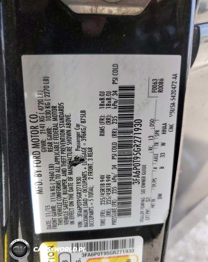 2016 Ford Fusion Se VIN:3FA6P0T95GR271930 - 12