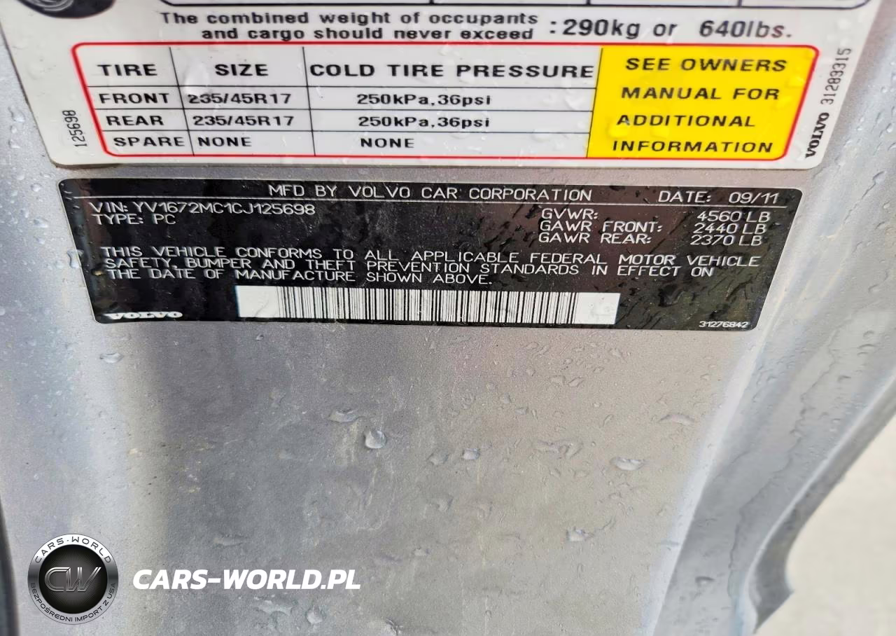 2012 Volvo C70 T5 VIN:YV1672MC1CJ125698 - 12