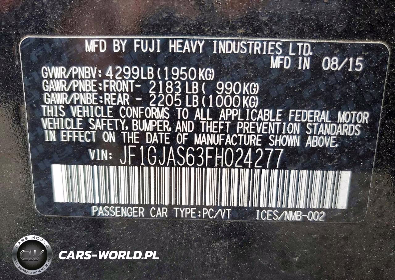 2015 Subaru Impreza Sport Limited VIN:JF1GJAS63FH024277 - 12