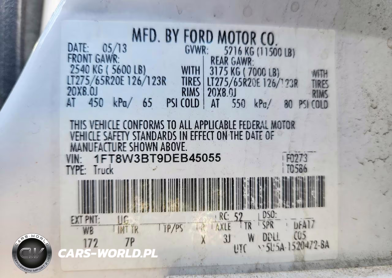 2013 Ford F350 Super Duty VIN:1FT8W3BT9DEB45055 - 12