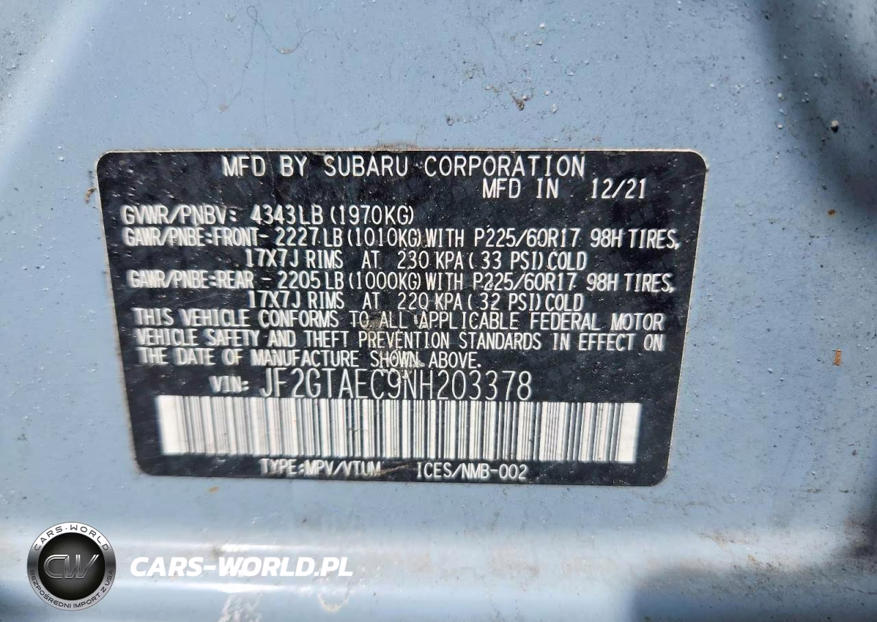 2022 Subaru Crosstrek Premium VIN:JF2GTAEC9NH203378 - 13