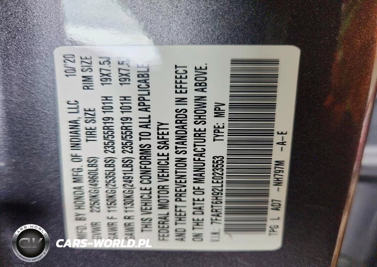 2020 Honda Cr-V Touring VIN:7FART6H92LE023553 - 13