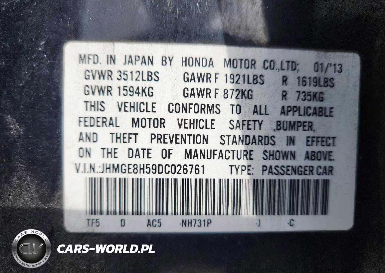 2013 Honda Fit Sport VIN:JHMGE8H59DC026761 - 12
