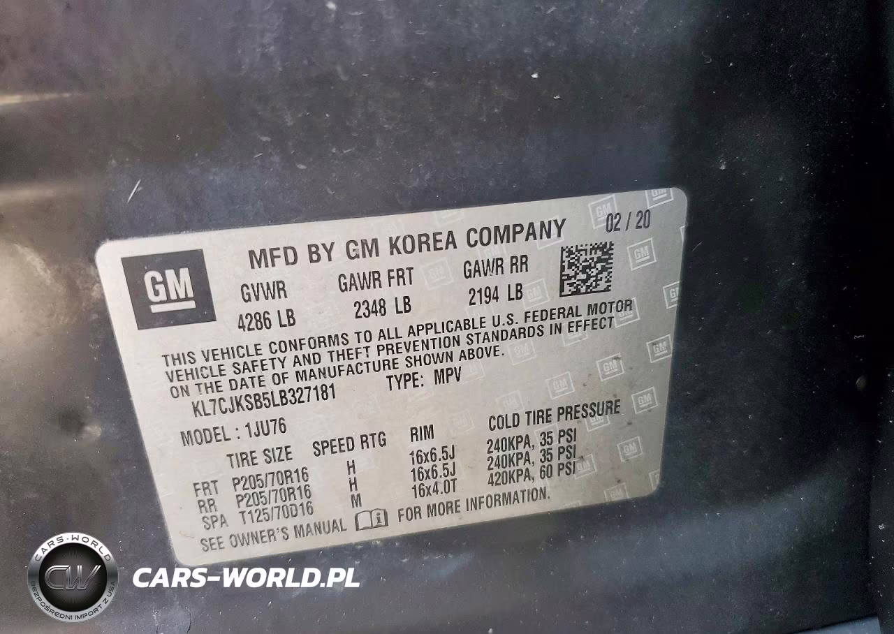 2020 Chevrolet Trax Ls VIN:KL7CJKSB5LB327181 - 13