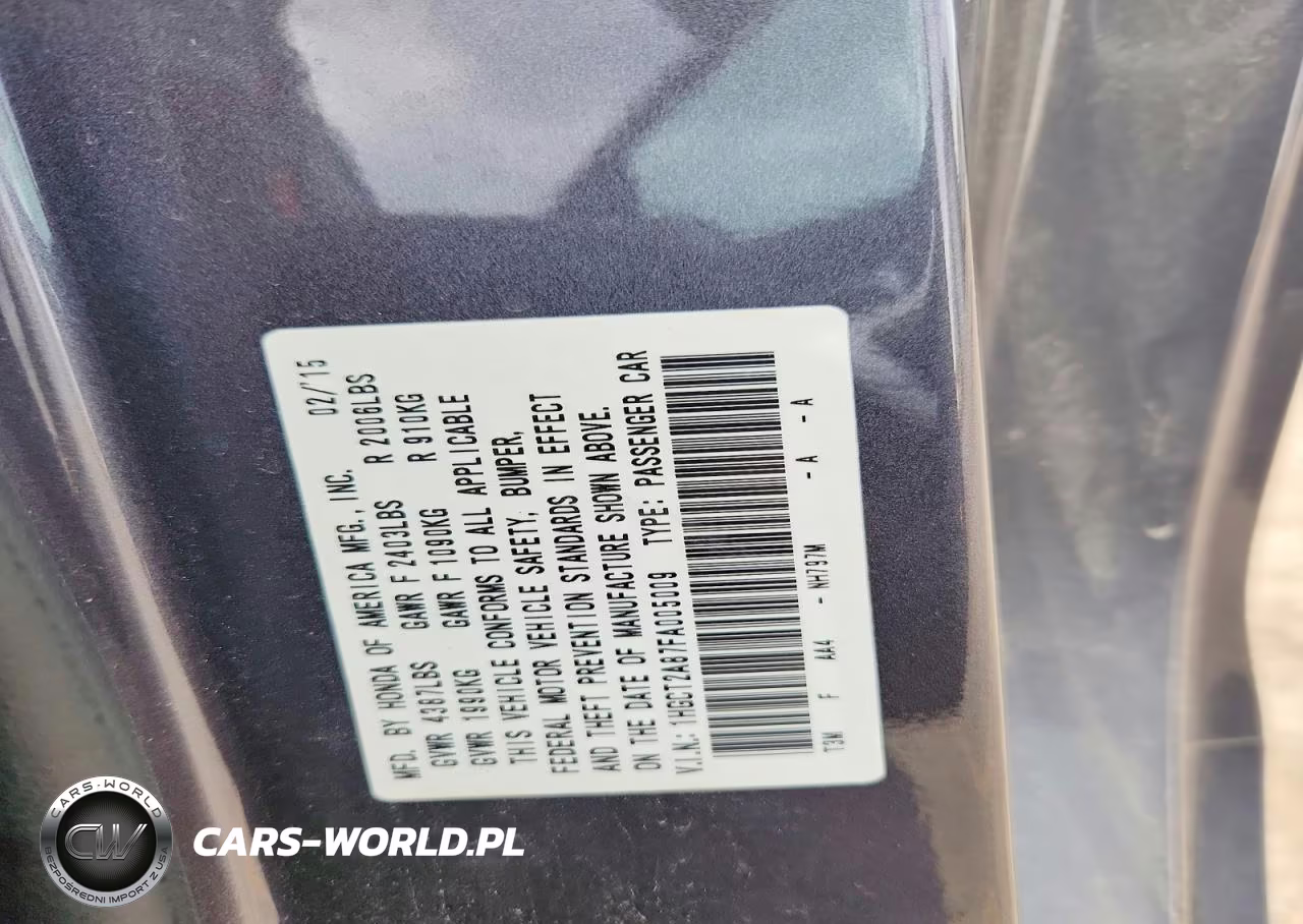 2015 Honda Accord Exl VIN:1HGCT2A87FA005009 - 13