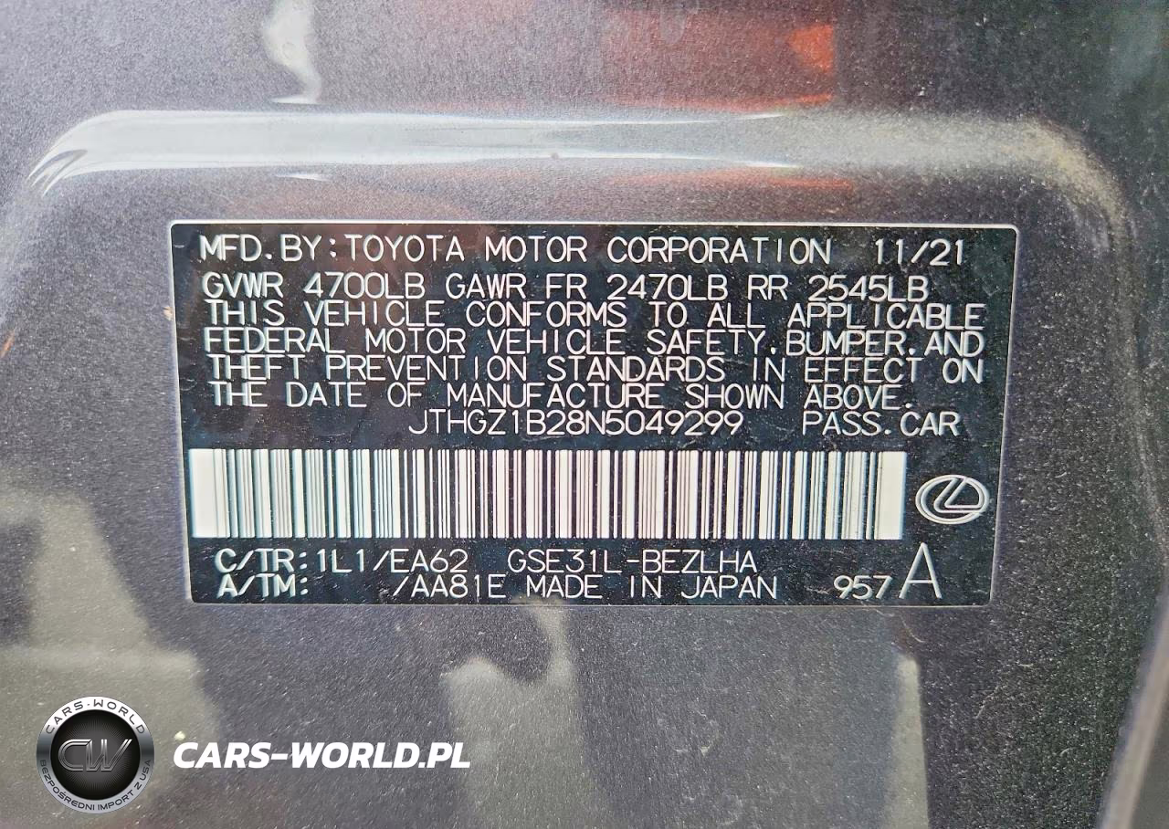 2022 Lexus Is 350 F Sport VIN:JTHGZ1B28N5049299 - 13