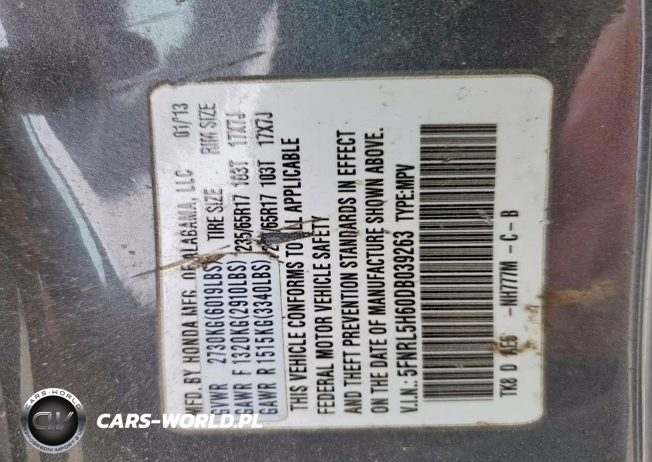 2013 Honda Odyssey Exl VIN:5FNRL5H60DB039263 - 13
