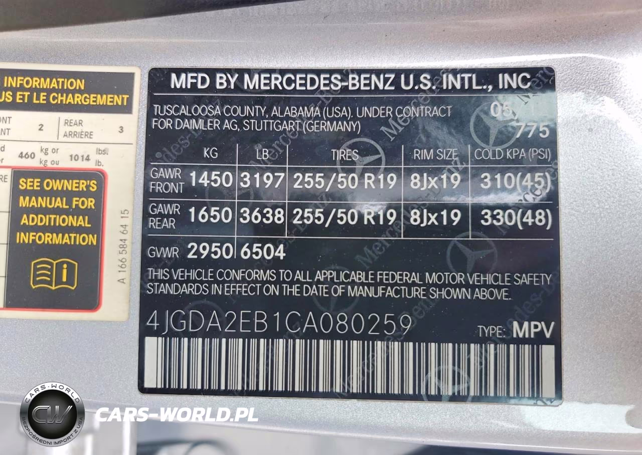 2012 Mercedes-Benz Ml 350 Bluetec VIN:4JGDA2EB1CA080259 - 12