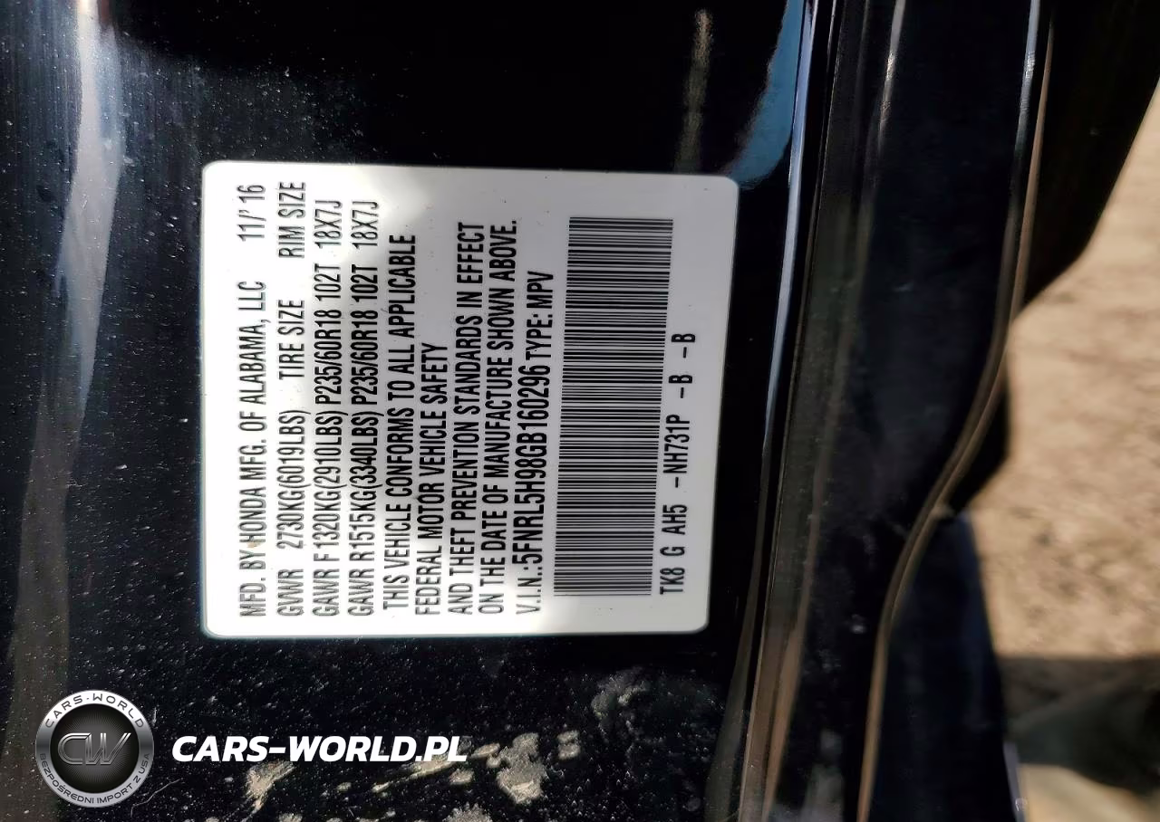 2016 Honda Odyssey Touring VIN:5FNRL5H98GB160296 - 13