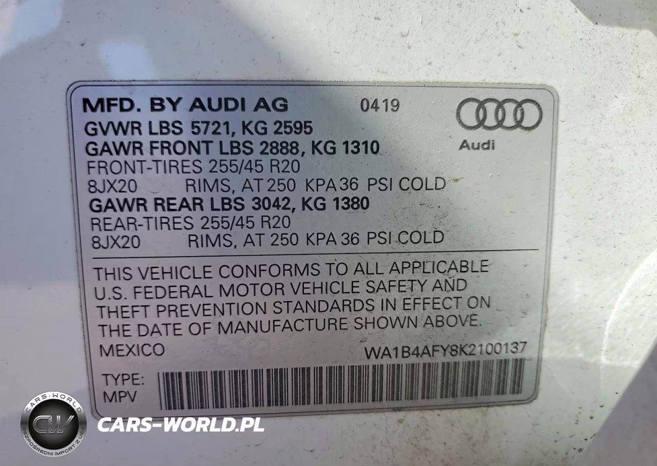 2019 Audi Sq5 Premium Plus VIN:WA1B4AFY8K2100137 - 13