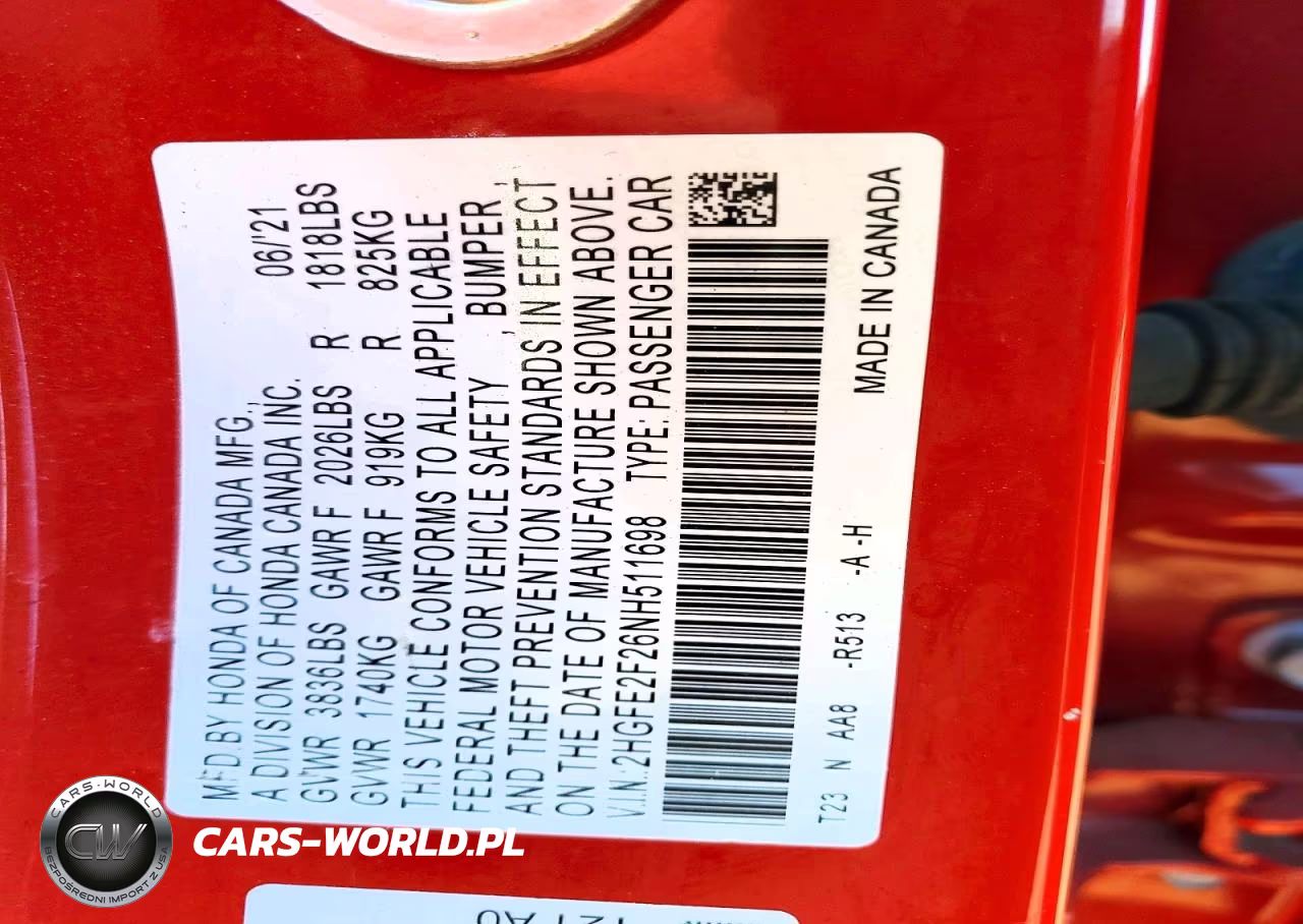 2022 Honda Civic Lx VIN:2HGFE2F26NH511698 - 12