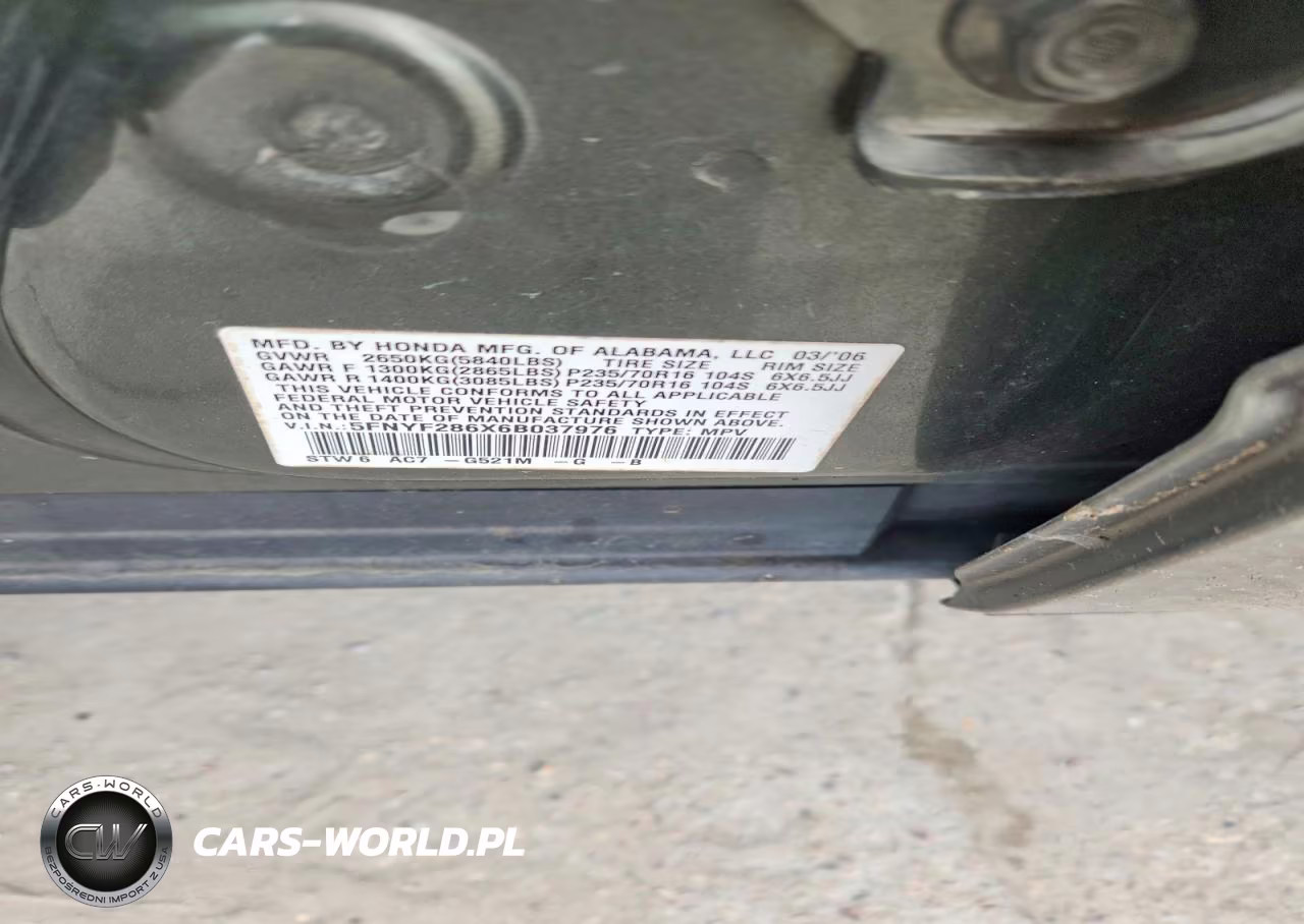 2006 Honda Pilot Ex VIN:5FNYF286X6B037976 - 13