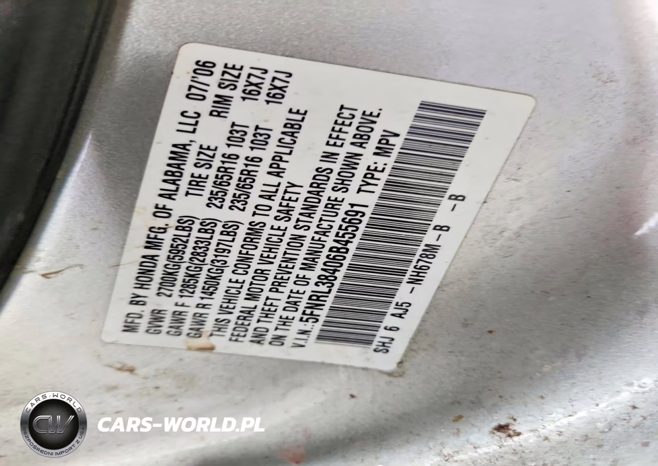 2006 Honda Odyssey Ex VIN:5FNRL38406B455691 - 13
