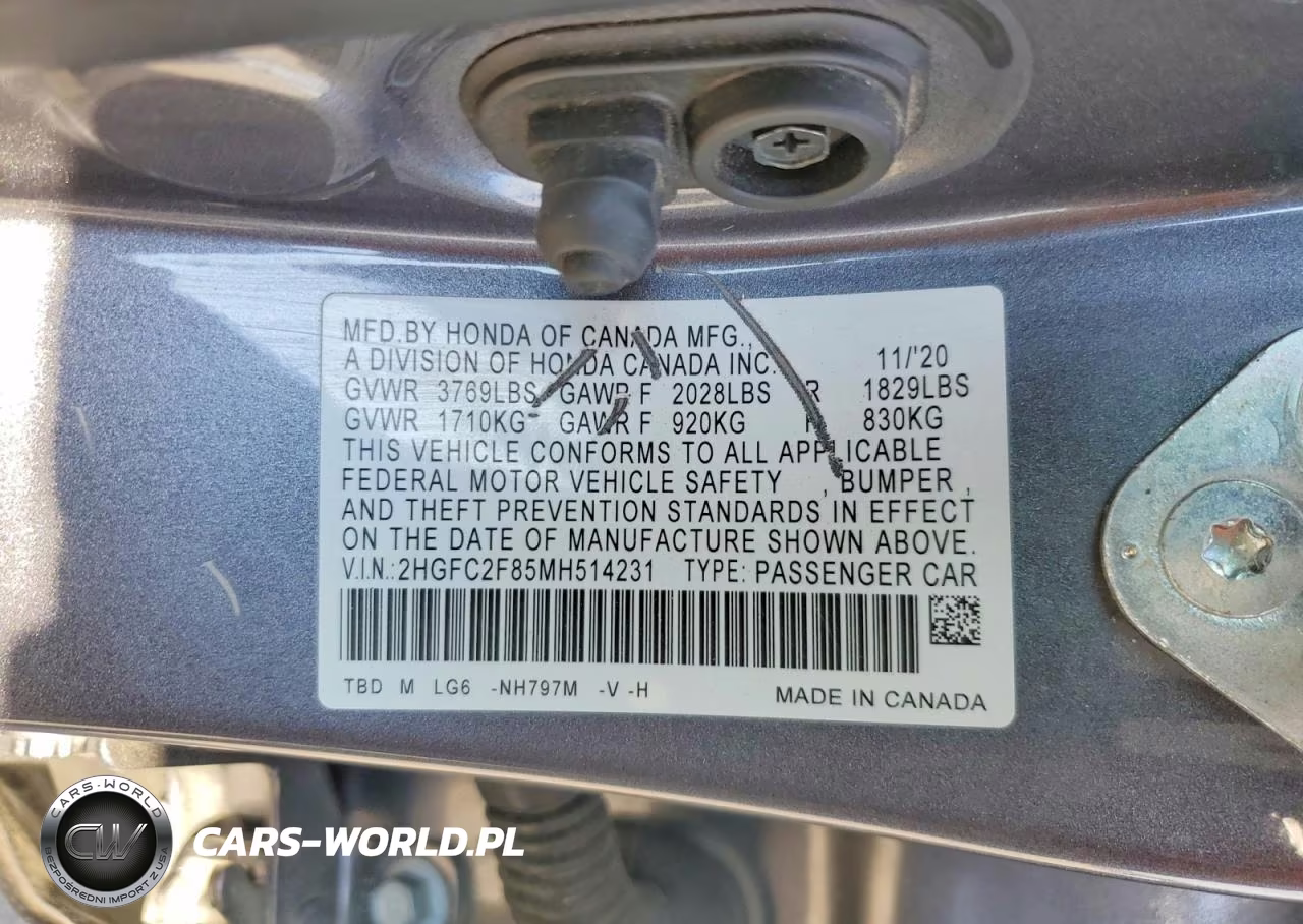 2021 Honda Civic Sport VIN:2HGFC2F85MH514231 - 12