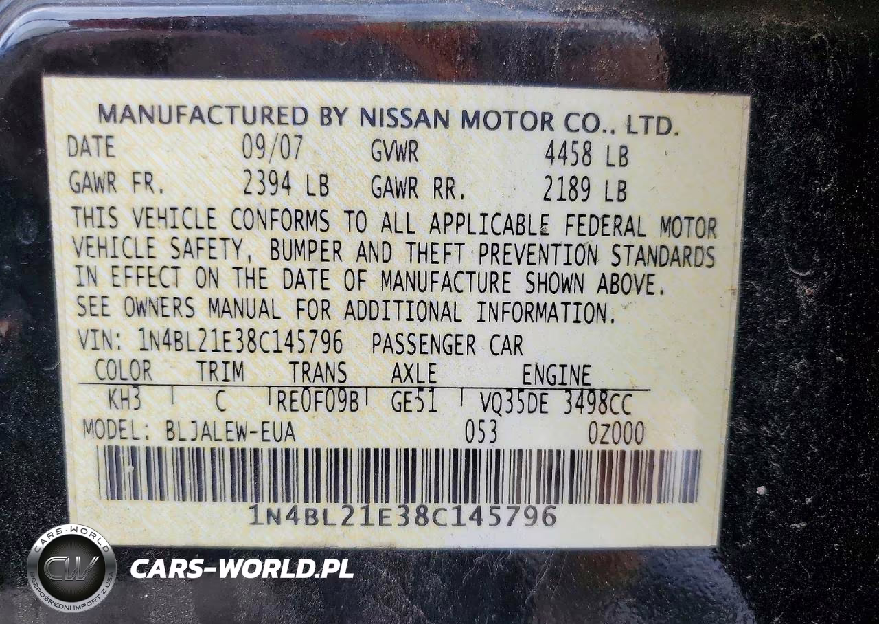 2008 Nissan Altima 3.5 Se VIN:1N4BL21E38C145796 - 12