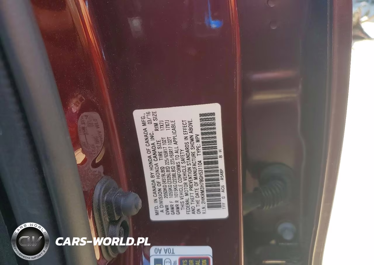 2016 Honda Cr-V Exl VIN:2HKRM3H78GH531104 - 14