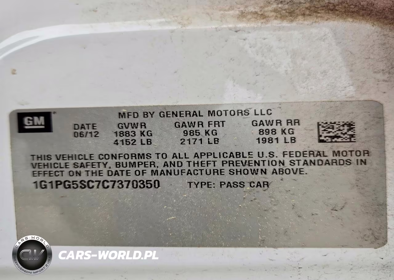 2012 Chevrolet Cruze Lt VIN:1G1PG5SC7C7370350 - 12