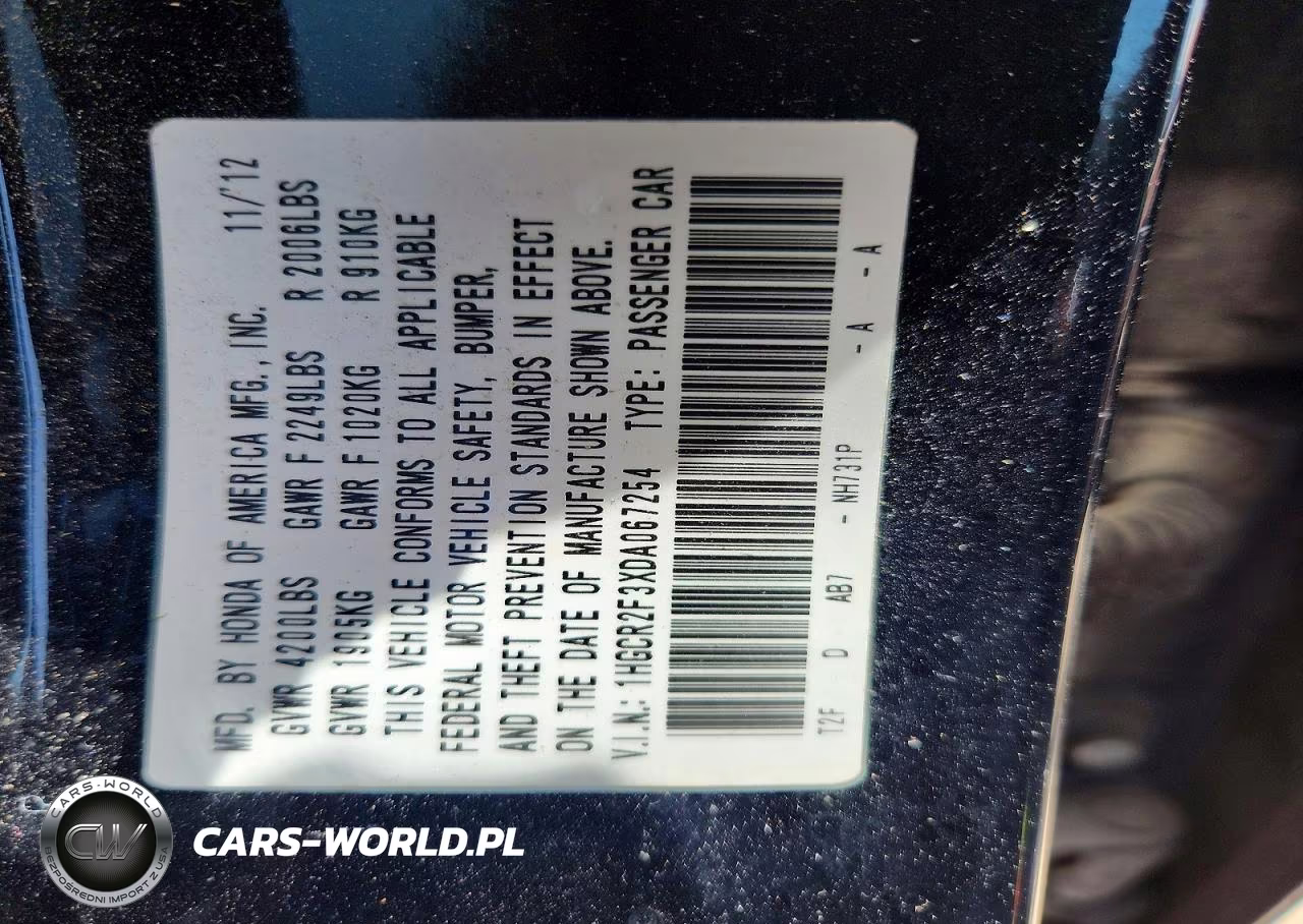 2013 Honda Accord Lx VIN:1HGCR2F3XDA067254 - 12