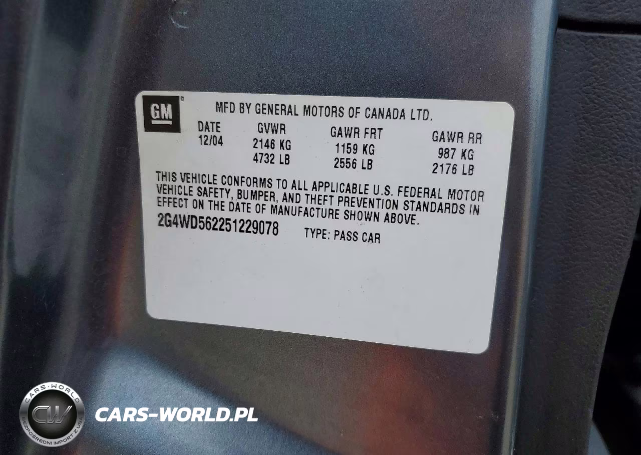 2005 Buick Lacrosse Cxl VIN:2G4WD562251229078 - 12
