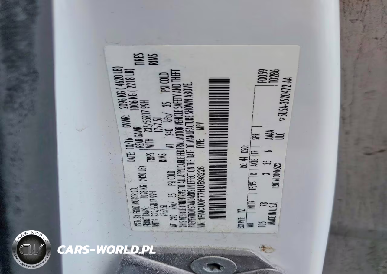2017 Ford Escape S VIN:1FMCU0F77HUB98226 - 13
