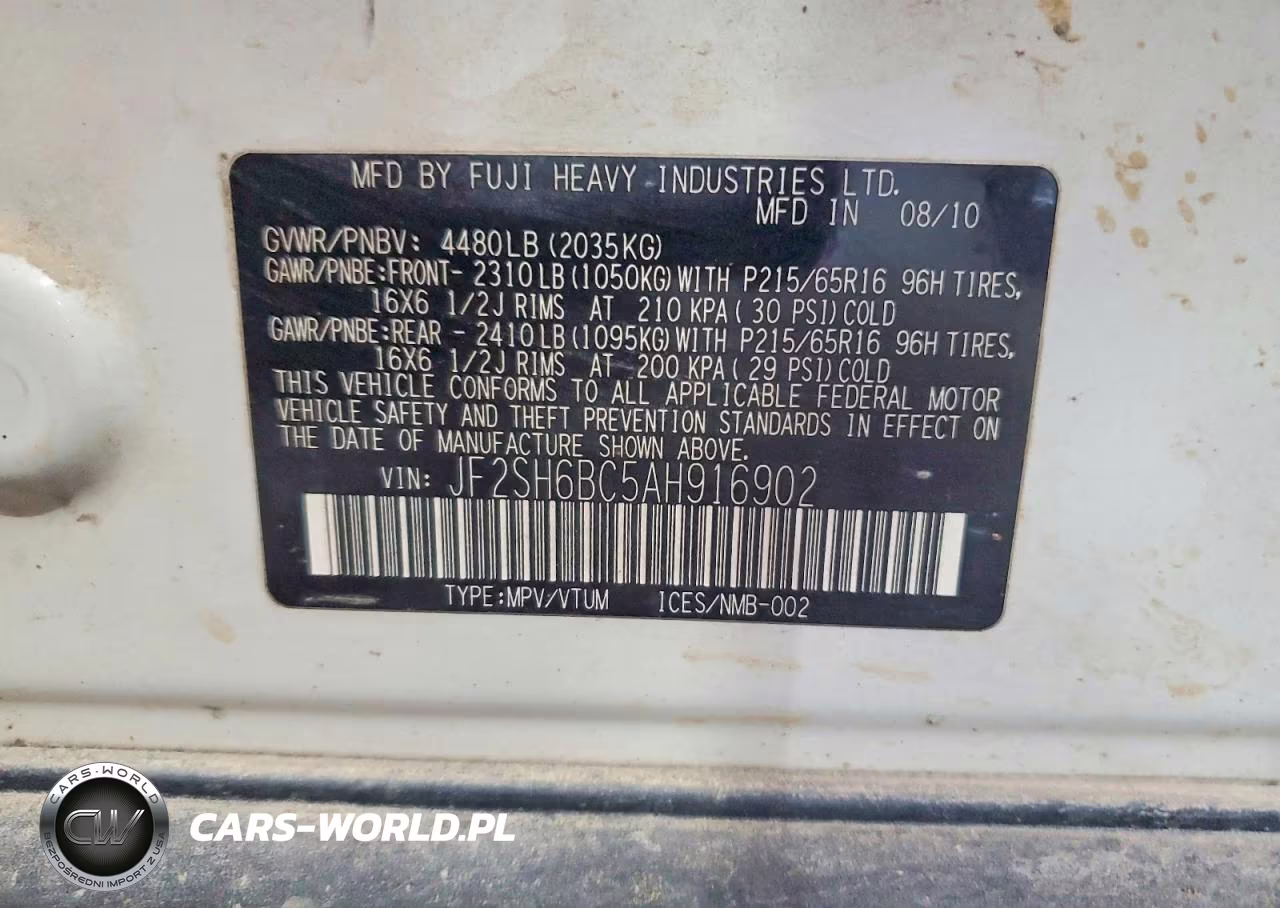 2010 Subaru Forester Xs VIN:JF2SH6BC5AH916902 - 13