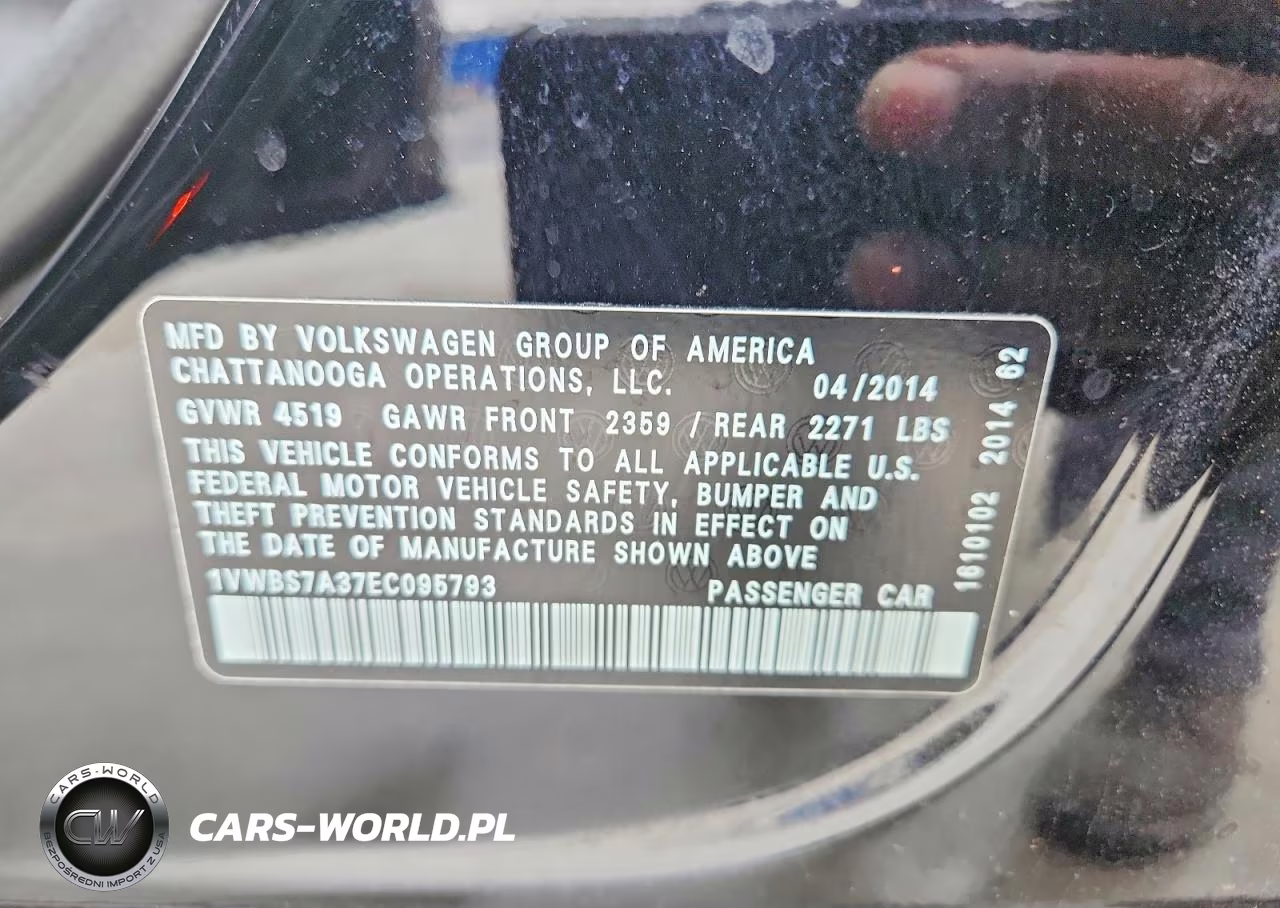 2014 Volkswagen Passat Se VIN:1VWBS7A37EC095793 - 13
