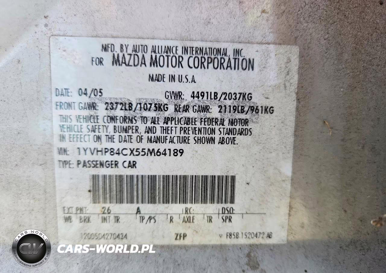 2005 Mazda 6 I VIN:1YVHP84CX55M64189 - 12