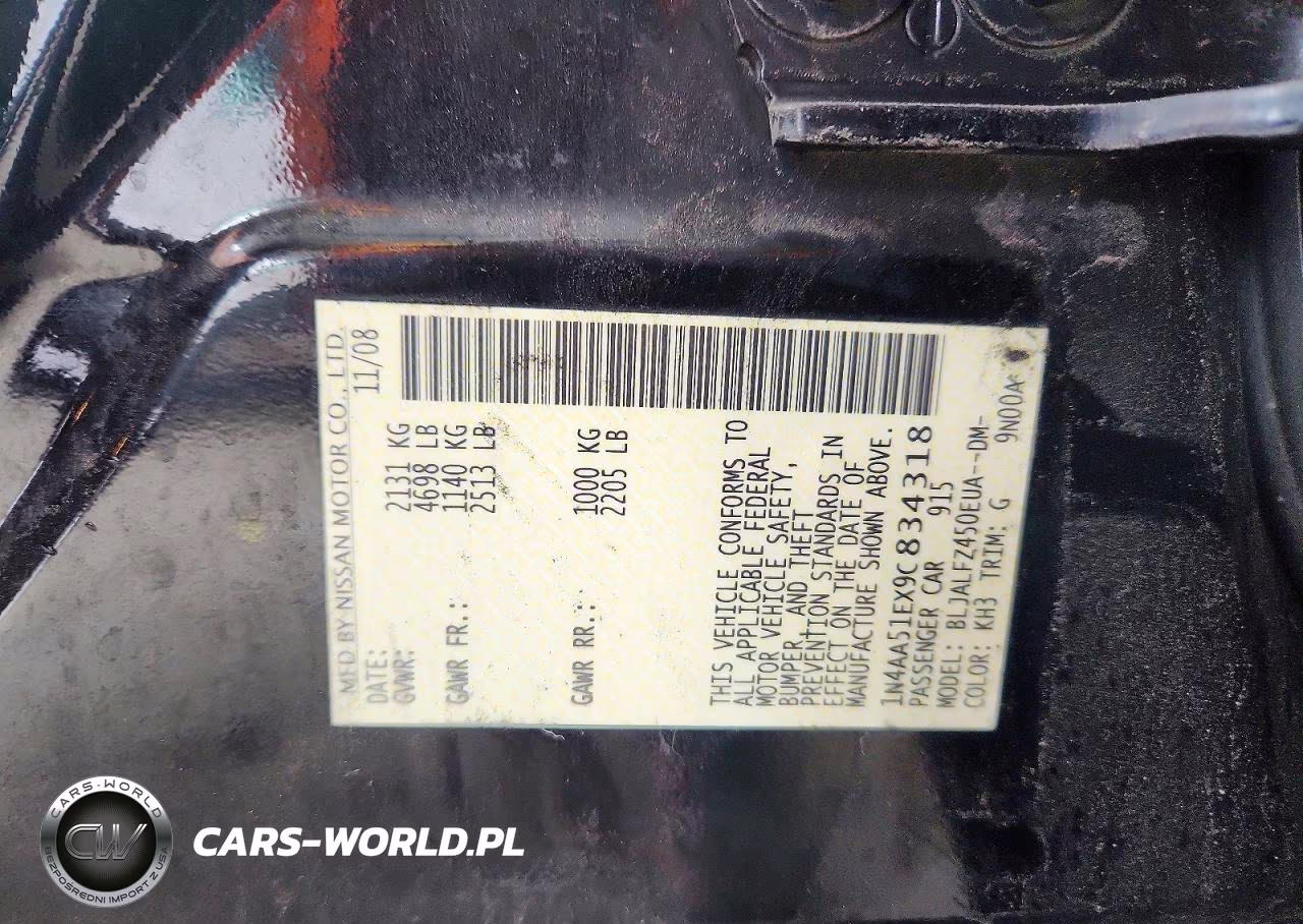 2009 Nissan Maxima 3.5 S VIN:1N4AA51EX9C834318 - 13