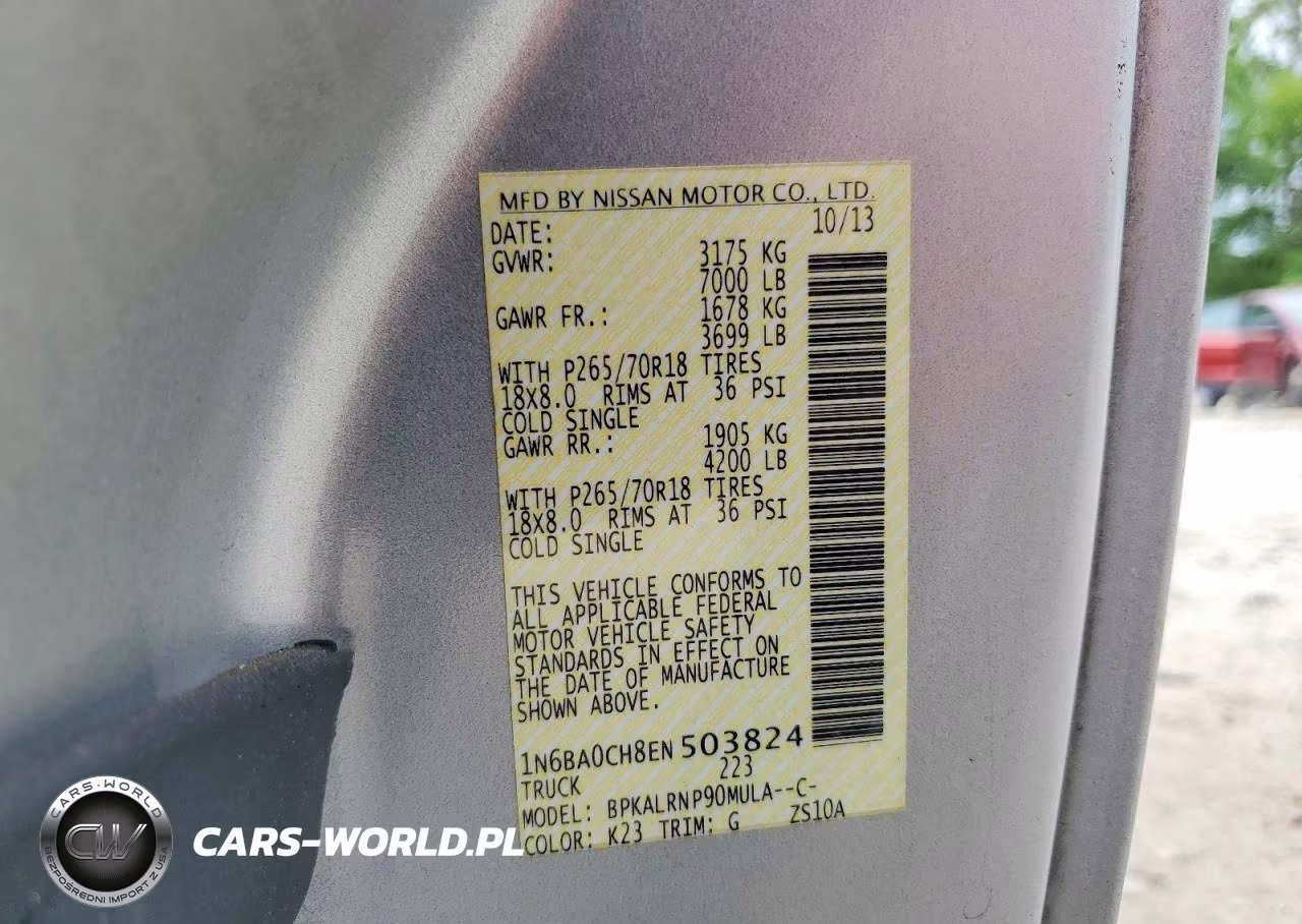 2014 Nissan Titan S VIN:1N6BA0CH8EN503824 - 12