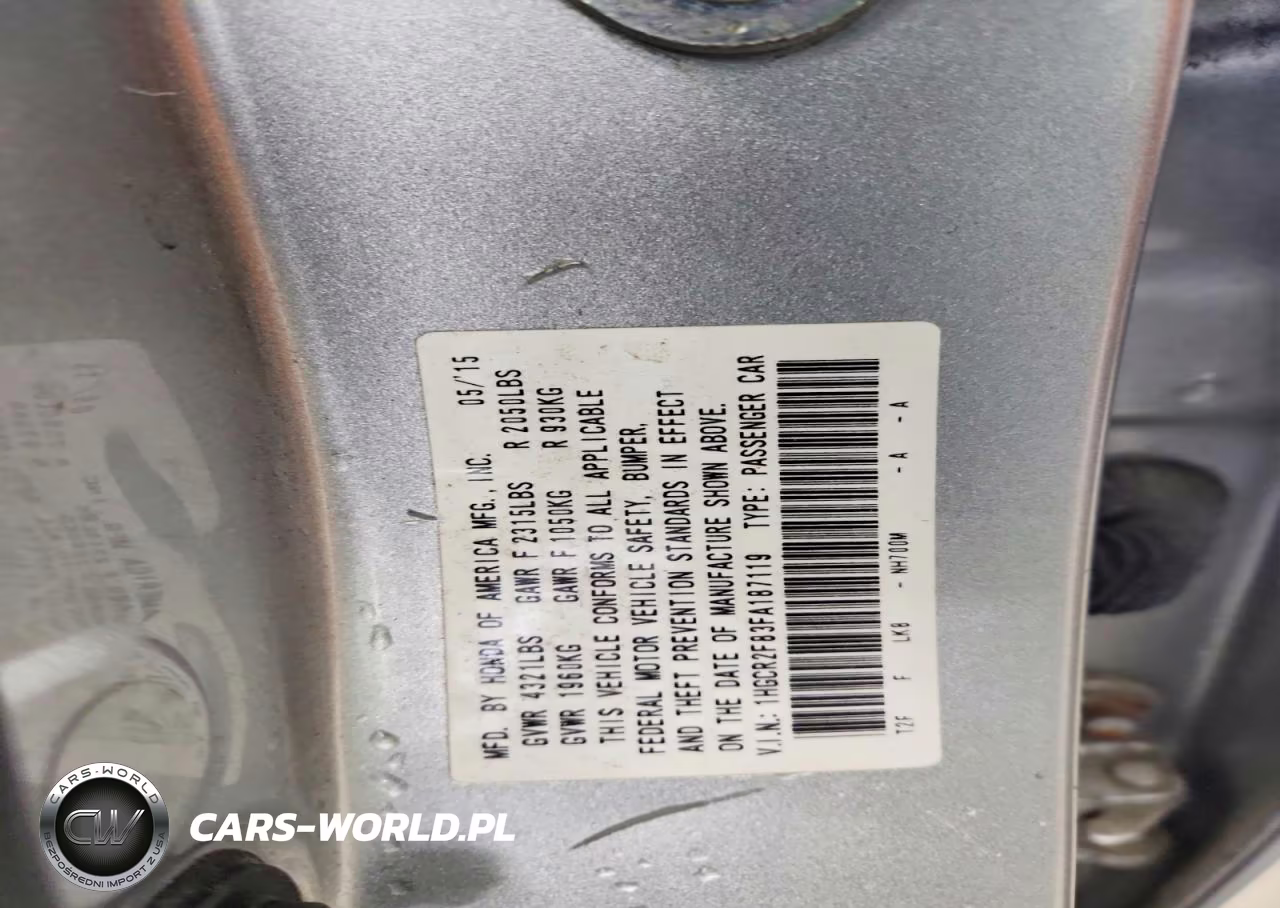 2015 Honda Accord Exl VIN:1HGCR2F83FA187119 - 12