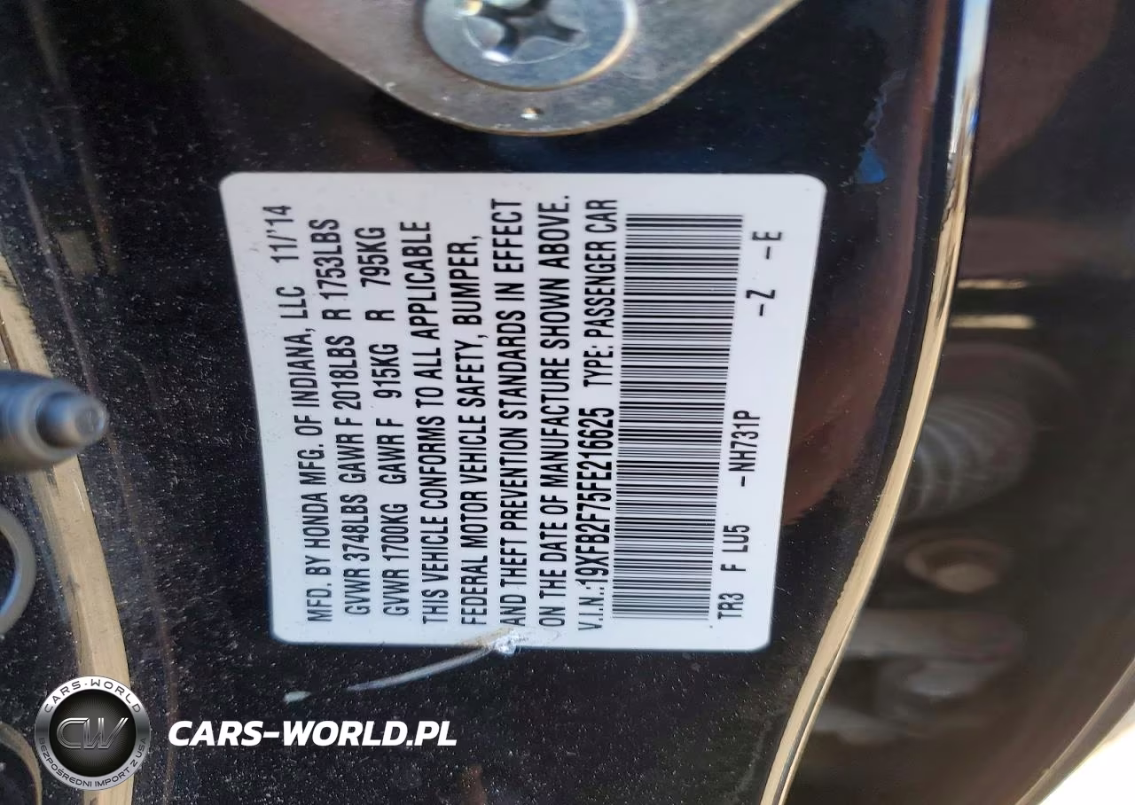 2015 Honda Civic Se VIN:19XFB2F75FE216625 - 13