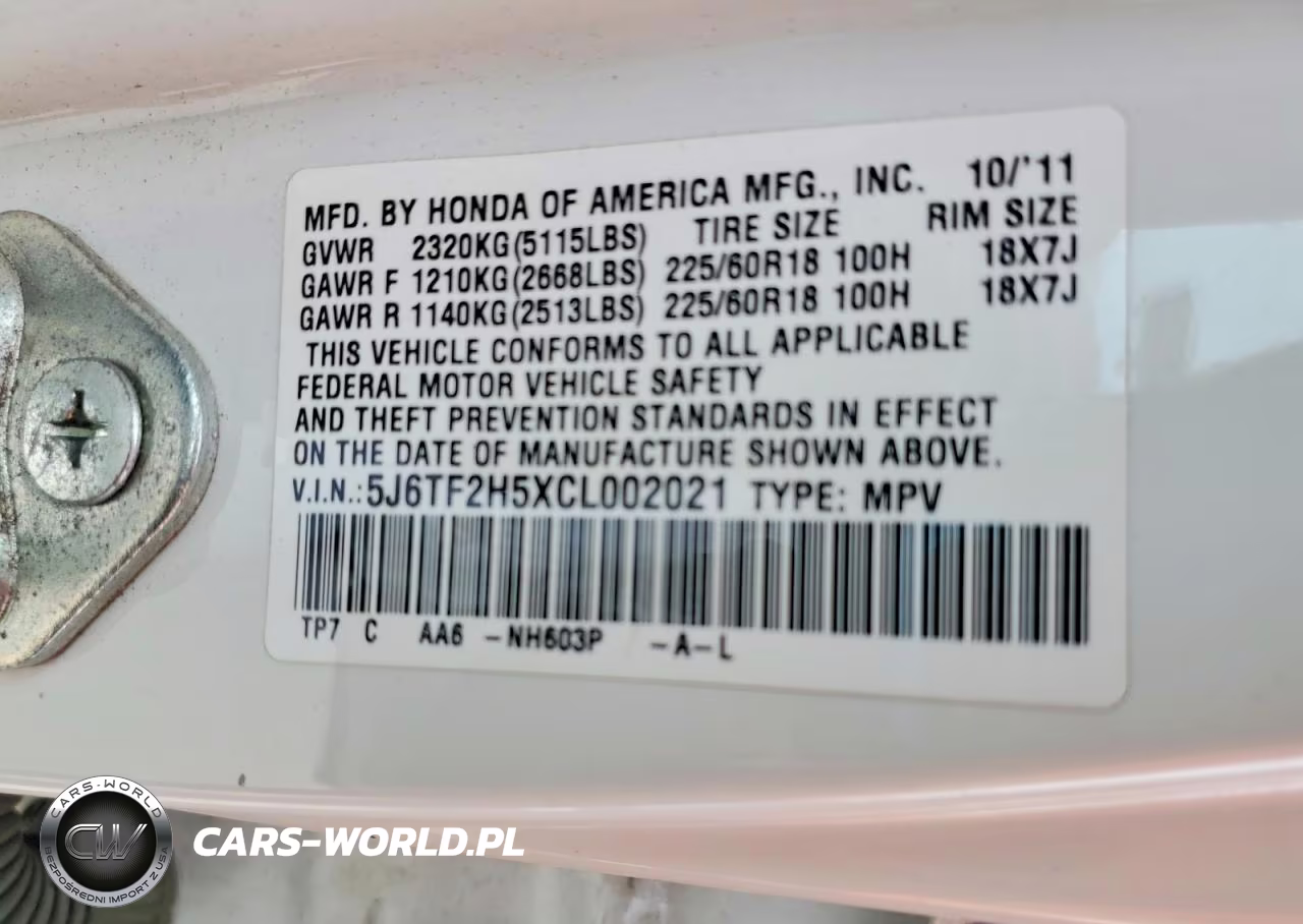 2012 Honda Crosstour Exl VIN:5J6TF2H5XCL002021 - 12