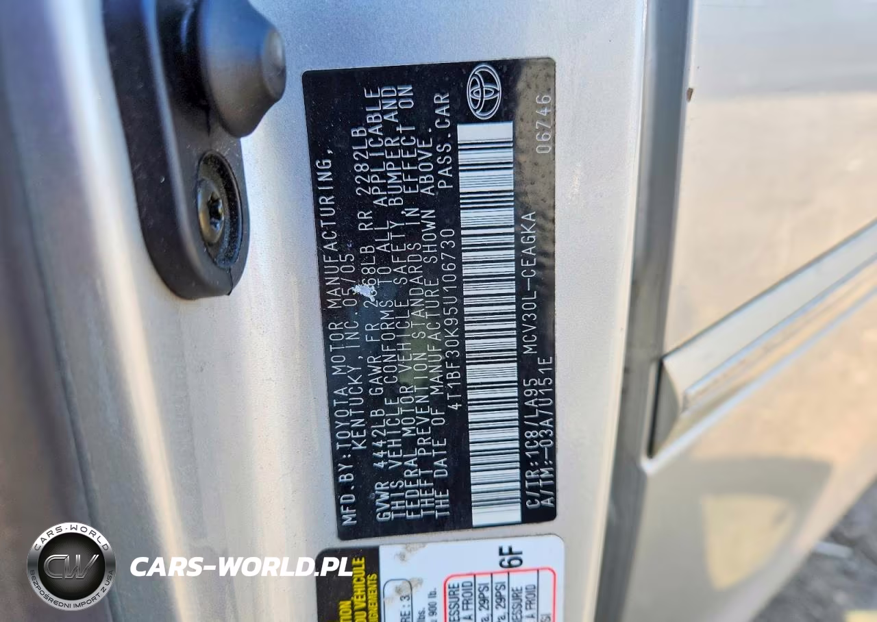 2005 Toyota Camry Xle V6 VIN:4T1BF30K95U106730 - 12