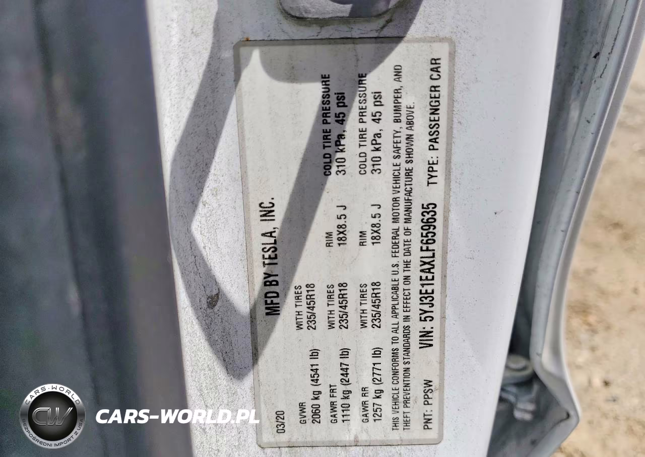 2020 Tesla Model 3 VIN:5YJ3E1EAXLF659635 - 12