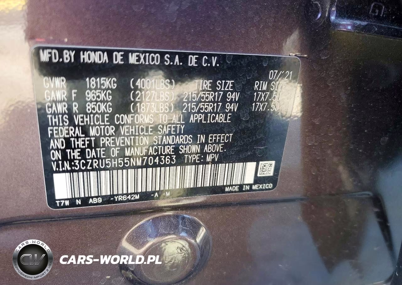 2022 Honda Hr-V Ex VIN:3CZRU5H55NM704363 - 13