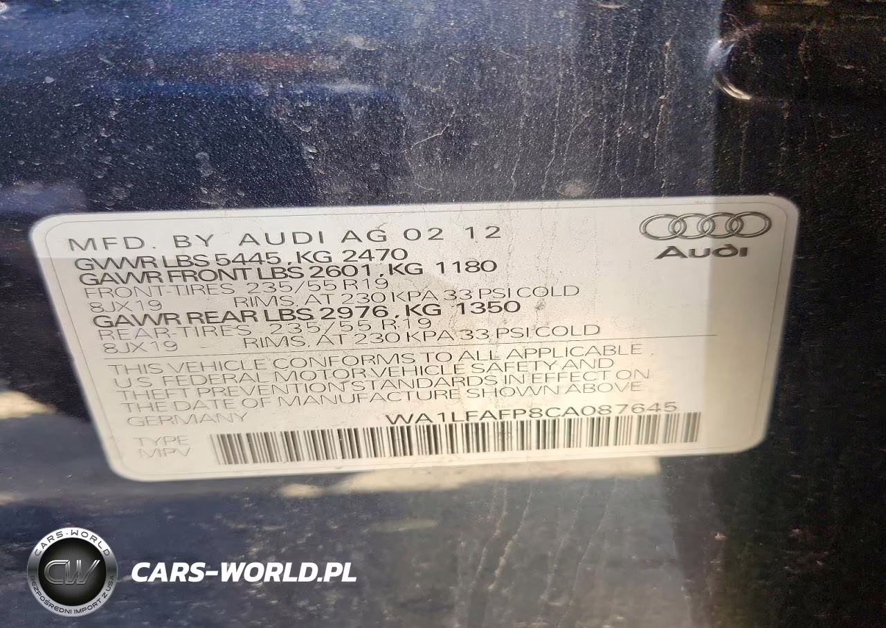 2012 Audi Q5 Premium Plus VIN:WA1LFAFP8CA087645 - 13