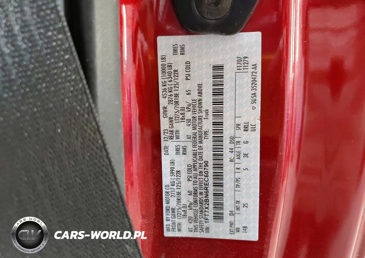 2024 Ford F250 Super Duty VIN:1FT7X2BN6REC60790 - 12