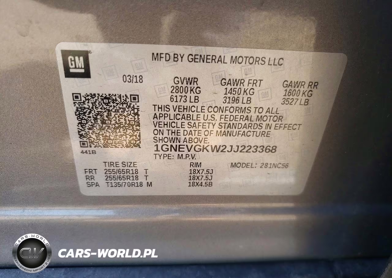 2018 Chevrolet Traverse Lt VIN:1GNEVGKW2JJ223368 - 13