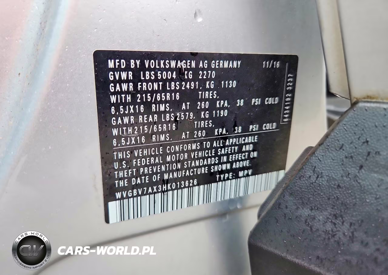 2017 Volkswagen Tiguan S VIN:WVGBV7AX3HK013626 - 13