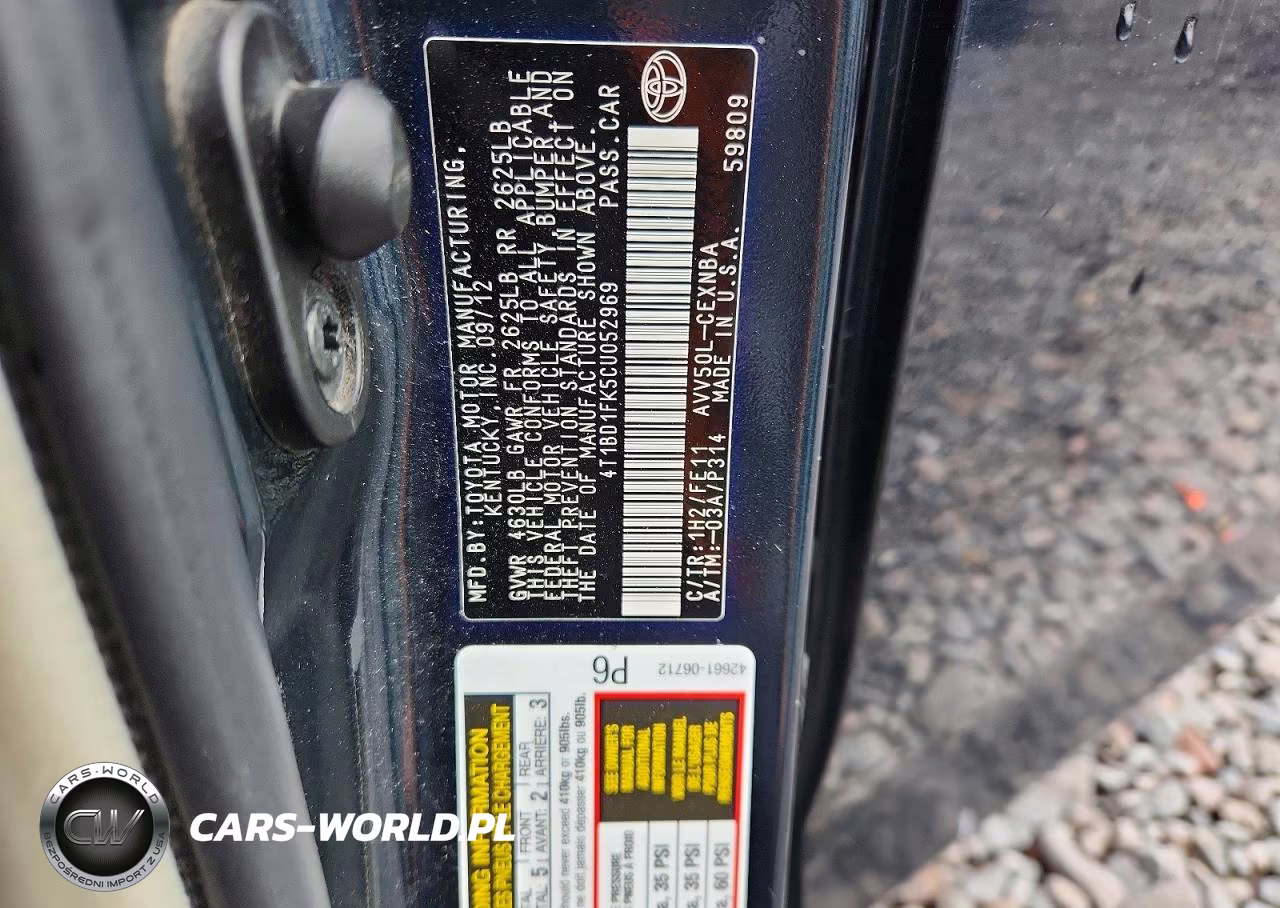 2012 Toyota Camry Hybrid Le VIN:4T1BD1FK5CU052969 - 12
