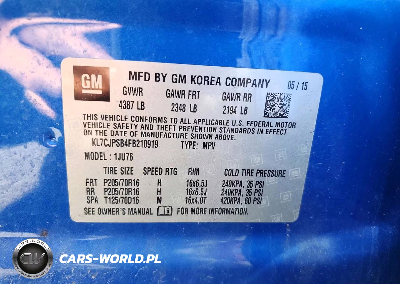2015 Chevrolet Trax 1Ls VIN:KL7CJPSB4FB210919 - 13