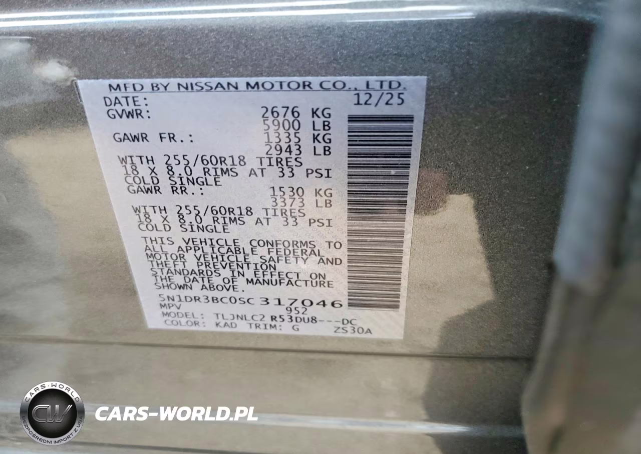 2025 Nissan Pathfinder Sv VIN:5N1DR3BC0SC317046 - 12