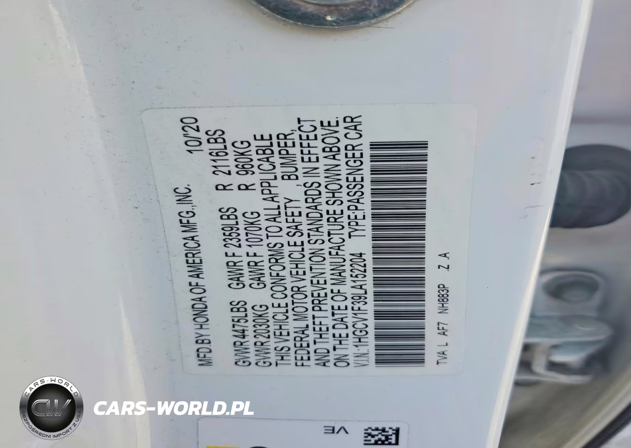 2020 Honda Accord Sport VIN:1HGCV1F39LA152204 - 12