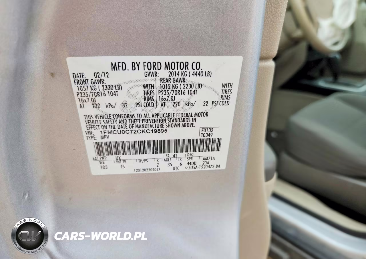 2012 Ford Escape Xls VIN:1FMCU0C72CKC19895 - 12