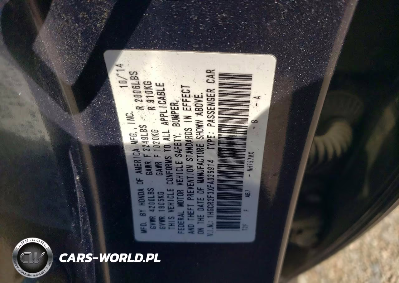 2015 Honda Accord Lx VIN:1HGCR2F3XFA036914 - 12