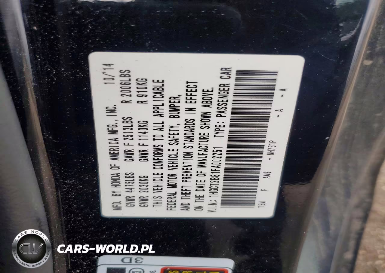 HONDA ACCORD EXL VIN:1HGCT2B81FA002251 - 12