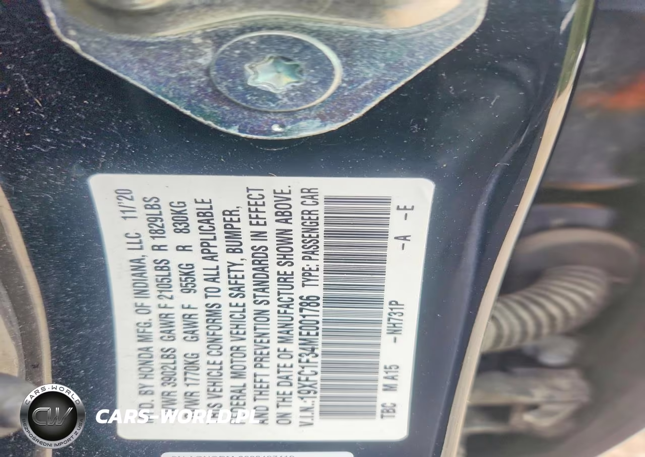 2021 Honda Civic Ex VIN:19XFC1F34ME001786 - 12